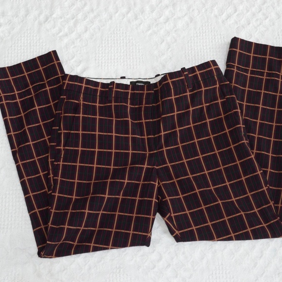 Theory Wool Blend Crop Cuff York Plaid Pants Size 4 - Picture 6 of 12